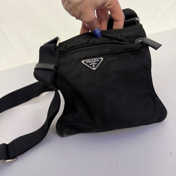 PRADA Nylon Shoulder Bag Black Triangle Logo Crossbody Sacoche from Japan - Picture 3 of 9